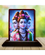 Car Desk/Table Top Lord Datta Wooden Photo Stand  3x4 Inches, Compact & Stylish Spiritual Display For Car, Home & Office (Pack Of 1) (F15082)