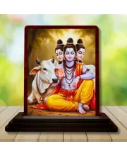 Car Desk/Table Top Lord Datta Wooden Photo Stand  3x4 Inches, Compact & Stylish Spiritual Display For Car, Home & Office (Pack Of 1) (F15083)