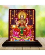 Car Desk/Table Top Maa Laxmi Wooden Photo Stand  3x4 Inches, Compact & Stylish Spiritual Display For Car, Home & Office (Pack Of 1) (F15087)