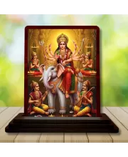 Car Desk/Table Top  Durga Wooden Photo Stand  3x4 Inches, Compact & Stylish Spiritual Display For Car, Home & Office (Pack Of 1) (F15088)