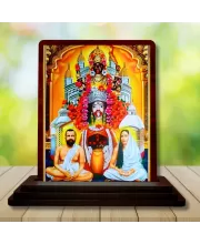 Car Desk/Table Top Kali Maa With Sri Ramakrishna Paramahamsa And Maa Sarada Devi Wooden Photo Stand  3x4 Inches, Compact & Stylish Spiritual Display For Car, Home & Office (Pack Of 1) (F15095)
