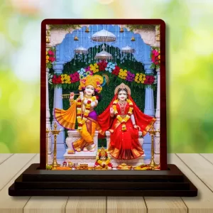 Car Desk/Table Top Lord Radha Krishn Wooden Photo Stand 3x4 Inches, Compact & Stylish Spiritual Display For Car, Home & Office (Pack Of 1) (F15097) Car Desk/Table Top Lord Radha Krishn Wooden Photo Stand 3x4 Inches, Compact & Stylish Spiritual Display For Car, Home & Office (Pack Of 1) (F15097)