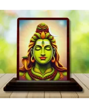 Car Desk/Table Top Lord Shiva Wooden Photo Stand  3x4 Inches, Compact & Stylish Spiritual Display For Car, Home & Office (Pack Of 1) (F15099)
