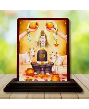 Car Desk/Table Top Lord Shiva Wooden Photo Stand  3x4 Inches, Compact & Stylish Spiritual Display For Car, Home & Office (Pack Of 1) (F15103)