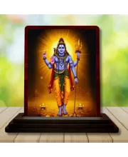 Car Desk/Table Top Lord Shiva Wooden Photo Stand  3x4 Inches, Compact & Stylish Spiritual Display For Car, Home & Office (Pack Of 1) (F15105)