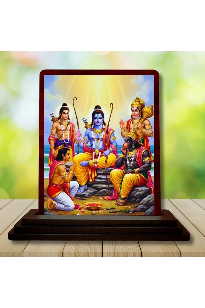 Car Desk/Table Top Lord Ram Wooden Photo Stand  3x4 Inches, Compact & Stylish Spiritual Display For Car, Home & Office (Pack Of 1) (F15106)