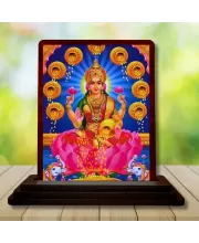 Car Desk/Table Top Maa Laxmi Wooden Photo Stand  3x4 Inches, Compact & Stylish Spiritual Display For Car, Home & Office (Pack Of 1) (F15107)