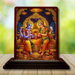 Car Desk/Table Top Lord Vishnu Laxmi Wooden Photo Stand 3x4 Inches, Compact & Stylish Spiritual Display For Car, Home & Office (Pack Of 1) (F15109) Car Desk/Table Top Lord Vishnu Laxmi Wooden Photo Stand 3x4 Inches, Compact & Stylish Spiritual Display For Car, Home & Office (Pack Of 1) (F15109)