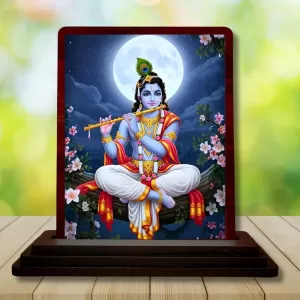 Car Desk/Table Top Lord Krishna Wooden Photo Stand 3x4 Inches, Compact & Stylish Spiritual Display For Car, Home & Office (Pack Of 1) (F15112) Car Desk/Table Top Lord Krishna Wooden Photo Stand 3x4 Inches, Compact & Stylish Spiritual Display For Car, Home & Office (Pack Of 1) (F15112)