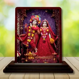 Car Desk/Table Top Lord Radha Krishna Wooden Photo Stand 3x4 Inches, Compact & Stylish Spiritual Display For Car, Home & Office (Pack Of 1) (F15123) Car Desk/Table Top Lord Radha Krishna Wooden Photo Stand 3x4 Inches, Compact & Stylish Spiritual Display For Car, Home & Office (Pack Of 1) (F15123)