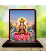 Car Desk/Table Top Maa Laxmi Wooden Photo Stand  3x4 Inches, Compact & Stylish Spiritual Display For Car, Home & Office (Pack Of 1) (F15134)