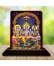 Car Desk/Table Top Lord Vishnu Wooden Photo Stand  3x4 Inches, Compact & Stylish Spiritual Display For Car, Home & Office (Pack Of 1) (F15138)