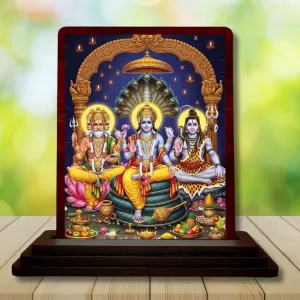 Car Desk/Table Top Lord Vishnu Wooden Photo Stand 3x4 Inches, Compact & Stylish Spiritual Display For Car, Home & Office (Pack Of 1) (F15138) Car Desk/Table Top Lord Vishnu Wooden Photo Stand 3x4 Inches, Compact & Stylish Spiritual Display For Car, Home & Office (Pack Of 1) (F15138)