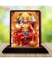 Car Desk/Table Top Lord Hanuman Wooden Photo Stand  3x4 Inches, Compact & Stylish Spiritual Display For Car, Home & Office (Pack Of 1) (F15140)