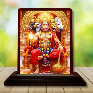 Car Desk/Table Top Lord Hanuman Wooden Photo Stand 3x4 Inches, Compact & Stylish Spiritual Display For Car, Home & Office (Pack Of 1) (F15140) Car Desk/Table Top Lord Hanuman Wooden Photo Stand 3x4 Inches, Compact & Stylish Spiritual Display For Car, Home & Office (Pack Of 1) (F15140)