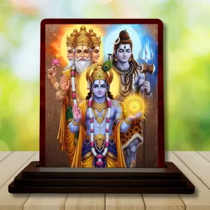 Car Desk/Table Top Lord Vishnu Shankar Bramha Wooden Photo Stand 3x4 Inches, Compact & Stylish Spiritual Display For Car, Home & Office (Pack Of 1) (F15142) Car Desk/Table Top Lord Vishnu Shankar Bramha Wooden Photo Stand 3x4 Inches, Compact & Stylish Spiritual Display For Car, Home & Office (Pack Of 1) (F15142)