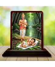 Car Desk/Table Top  Lord Nilkanth Varni Swaminarayan Wooden Photo Stand  3x4 Inches, Compact & Stylish Spiritual Display For Car, Home & Office (Pack Of 1) (F15150)