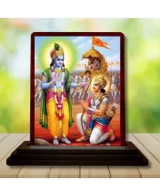Car Desk/Table Top Lord Ram Wooden Photo Stand  3x4 Inches, Compact & Stylish Spiritual Display For Car, Home & Office (Pack Of 1) (F15147)
