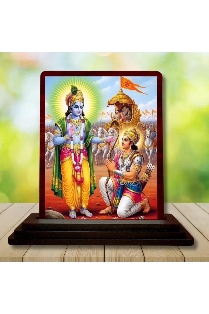 Car Desk/Table Top Lord Ram Wooden Photo Stand  3x4 Inches, Compact & Stylish Spiritual Display For Car, Home & Office (Pack Of 1) (F15147)