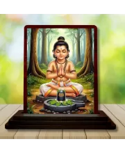 Car Desk/Table Top Lord Shiva Wooden Photo Stand  3x4 Inches, Compact & Stylish Spiritual Display For Car, Home & Office (Pack Of 1) (F15151)
