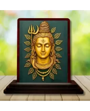 Car Desk/Table Top Lord Shiva Wooden Photo Stand  3x4 Inches, Compact & Stylish Spiritual Display For Car, Home & Office (Pack Of 1) (F15153)