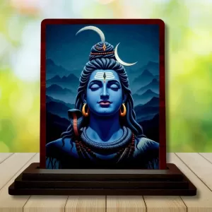 Car Desk/Table Top Lord Shiva Wooden Photo Stand 3x4 Inches, Compact & Stylish Spiritual Display For Car, Home & Office (Pack Of 1) (F15154) Car Desk/Table Top Lord Shiva Wooden Photo Stand 3x4 Inches, Compact & Stylish Spiritual Display For Car, Home & Office (Pack Of 1) (F15154)