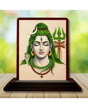 Car Desk/Table Top Lord Shiva Wooden Photo Stand  3x4 Inches, Compact & Stylish Spiritual Display For Car, Home & Office (Pack Of 1) (F15159)