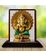 Car Desk/Table Top Lord Ganesha Wooden Photo Stand  3x4 Inches, Compact & Stylish Spiritual Display For Car, Home & Office (Pack Of 1) (F15160)