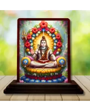 Car Desk/Table Top Lordv Shiva Wooden Photo Stand  3x4 Inches, Compact & Stylish Spiritual Display For Car, Home & Office (Pack Of 1) (F15167)