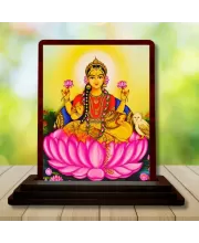 Car Desk/Table Top Maa Laxmi Wooden Photo Stand  3x4 Inches, Compact & Stylish Spiritual Display For Car, Home & Office (Pack Of 1) (F15174)