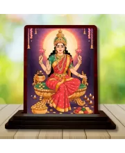 Car Desk/Table Top Maa Laxmi Wooden Photo Stand  3x4 Inches, Compact & Stylish Spiritual Display For Car, Home & Office (Pack Of 1) (F15175)