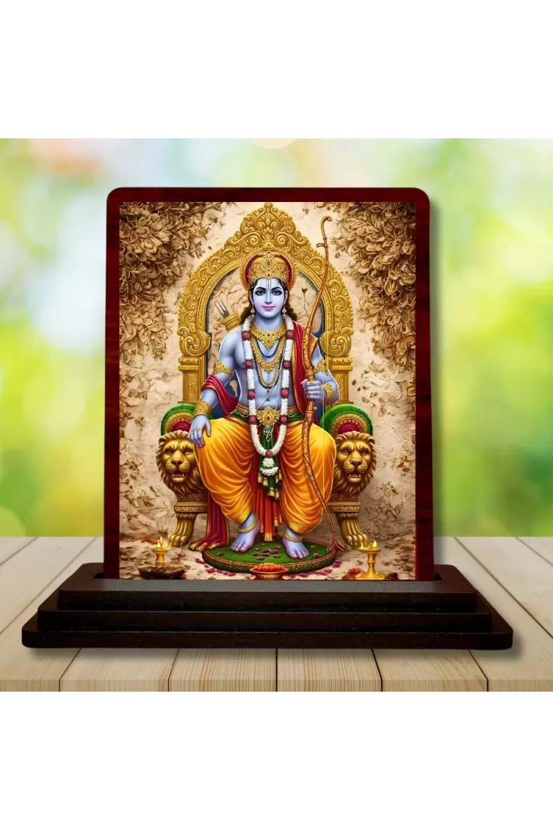 Car Desk/Table Top Lord Ram Wooden Photo Stand  3x4 Inches, Compact & Stylish Spiritual Display For Car, Home & Office (Pack Of 1) (F15178)
