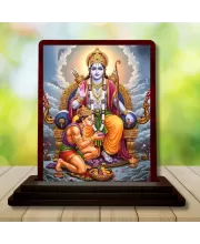 Car Desk/Table Top Lord Ram Wooden Photo Stand  3x4 Inches, Compact & Stylish Spiritual Display For Car, Home & Office (Pack Of 1) (F15179)