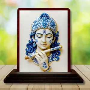 Car Desk/Table Top Lord Krishna Wooden Photo Stand 3x4 Inches, Compact & Stylish Spiritual Display For Car, Home & Office (Pack Of 1) (F15181) Car Desk/Table Top Lord Krishna Wooden Photo Stand 3x4 Inches, Compact & Stylish Spiritual Display For Car, Home & Office (Pack Of 1) (F15181)