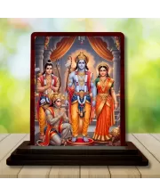 Car Desk/Table Top Lord RamSiya Wooden Photo Stand  3x4 Inches, Compact & Stylish Spiritual Display For Car, Home & Office (Pack Of 1) (F15184)