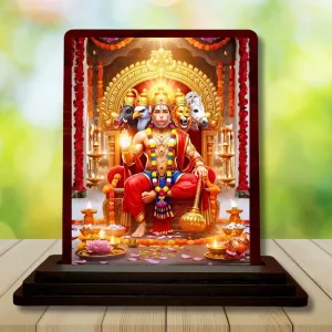 Car Desk/Table Top Lord Hanuman Wooden Photo Stand 3x4 Inches, Compact & Stylish Spiritual Display For Car, Home & Office (Pack Of 1) (F15186) Car Desk/Table Top Lord Hanuman Wooden Photo Stand 3x4 Inches, Compact & Stylish Spiritual Display For Car, Home & Office (Pack Of 1) (F15186)