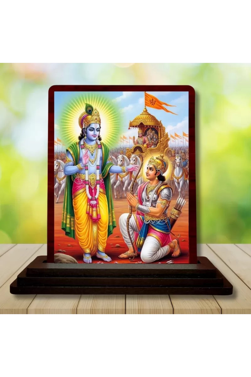 Car Desk/Table Top Lord RamSiya Wooden Photo Stand  3x4 Inches, Compact & Stylish Spiritual Display For Car, Home & Office (Pack Of 1) (F15191)