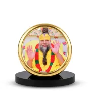 Car Desk/Table Top Premanand Govind Sharan Metal Golden Photo Stand  2x2 Inches, Compact & Stylish Spiritual Display For Car, Home & Office (Pack Of 1) (F18436)