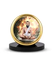 Car Desk/Table Top Ramakrishna Paramahamsa Metal Golden Photo Stand  2x2 Inches, Compact & Stylish Spiritual Display For Car, Home & Office (Pack Of 1) (F18445)
