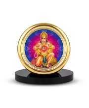 Car Desk/Table Top Lord Hanuman Metal Golden Photo Stand  2x2 Inches, Compact & Stylish Spiritual Display For Car, Home & Office (Pack Of 1) (F18446)