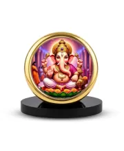 Car Desk/Table Top Lord Ganesha Metal Golden Photo Stand  2x2 Inches, Compact & Stylish Spiritual Display For Car, Home & Office (Pack Of 1) (F18447)