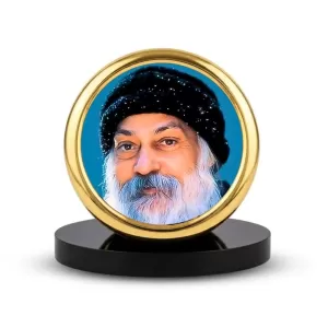 Car Desk/Table Top Osho Metal Golden Photo Stand  2x2 Inches, Compact & Stylish Spiritual Display For Car, Home & Office (Pack Of 1) (F18448)