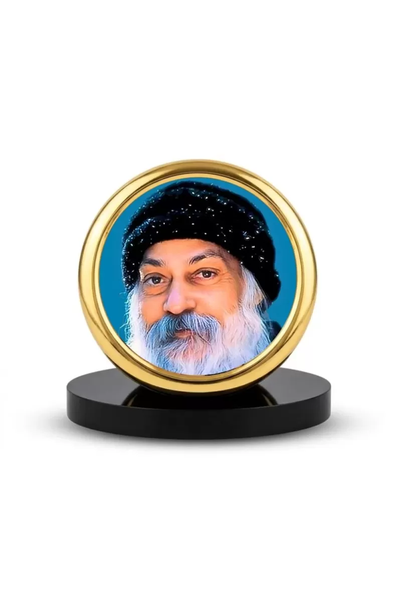 Car Desk/Table Top Osho Metal Golden Photo Stand  2x2 Inches, Compact & Stylish Spiritual Display For Car, Home & Office (Pack Of 1) (F18448)