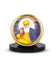 Car Desk/Table Top Gurunanak Metal Golden Photo Stand  2x2 Inches, Compact & Stylish Spiritual Display For Car, Home & Office (Pack Of 1) (F18451)