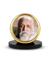 Car Desk/Table Top  Sri Aurobindo Metal Golden Photo Stand  2x2 Inches, Compact & Stylish Spiritual Display For Car, Home & Office (Pack Of 1) (F18453)