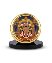 Car Desk/Table Top Lord Venkateswara Metal Golden Photo Stand  2x2 Inches, Compact & Stylish Spiritual Display For Car, Home & Office (Pack Of 1) (F18455)