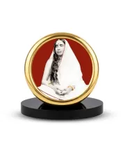 Car Desk/Table Top Sarada Maa Metal Golden Photo Stand  2x2 Inches, Compact & Stylish Spiritual Display For Car, Home & Office (Pack Of 1) (F18441)