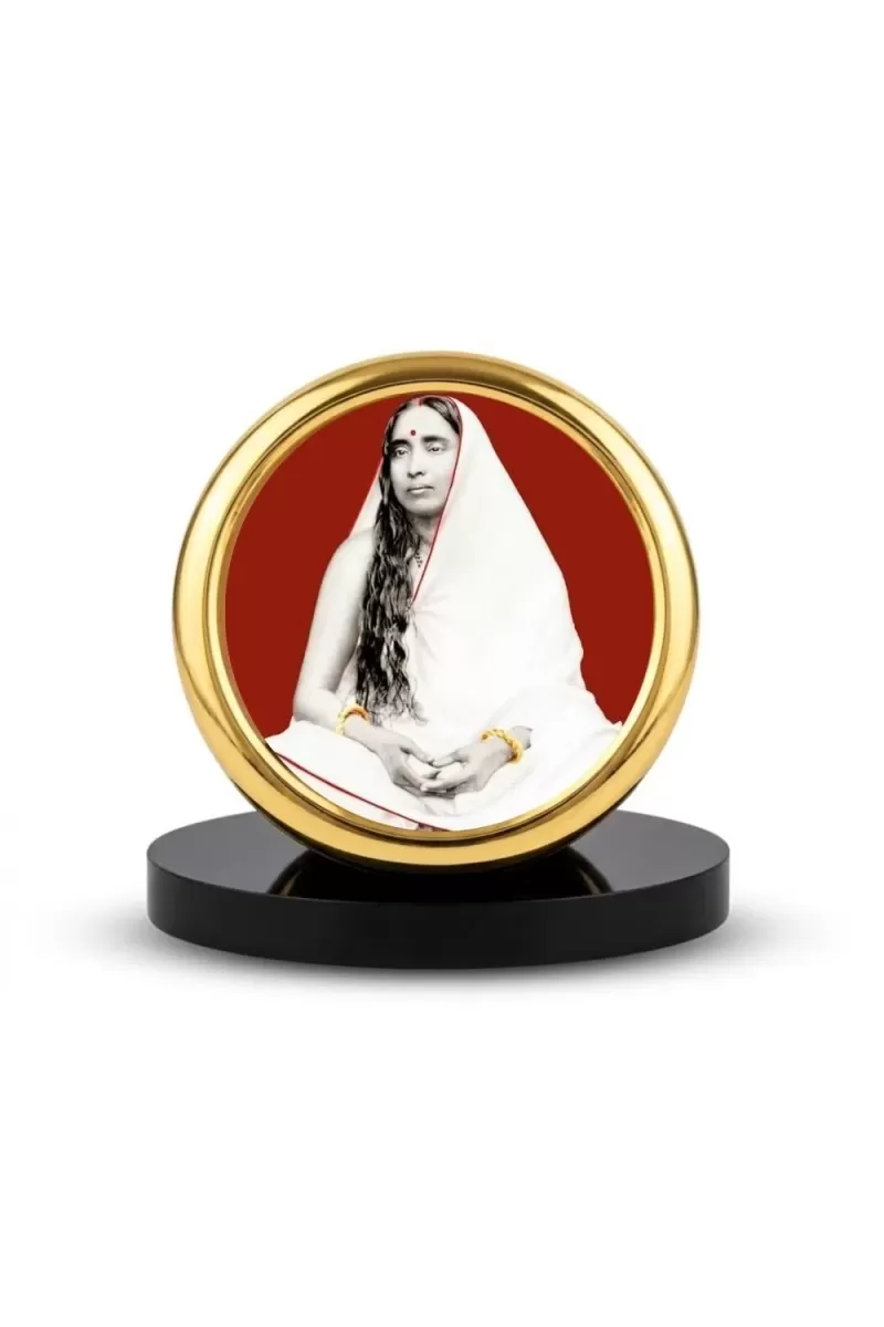 Car Desk/Table Top Sarada Maa Metal Golden Photo Stand  2x2 Inches, Compact & Stylish Spiritual Display For Car, Home & Office (Pack Of 1) (F18441)