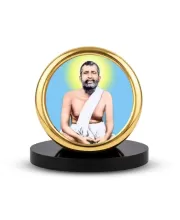 Car Desk/Table Top Ramakrishna Paramahamsa Metal Golden Photo Stand  2x2 Inches, Compact & Stylish Spiritual Display For Car, Home & Office (Pack Of 1) (F18442)