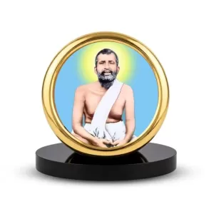 Car Desk/Table Top Ramakrishna Paramahamsa Metal Golden Photo Stand  2x2 Inches, Compact & Stylish Spiritual Display For Car, Home & Office (Pack Of 1) (F18442)